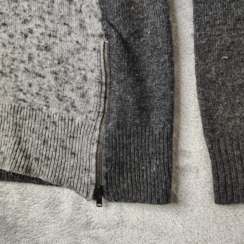 J.Crew Colorblock Zipper Sweater Womens XL Grey Speckled Merino Wool Blend